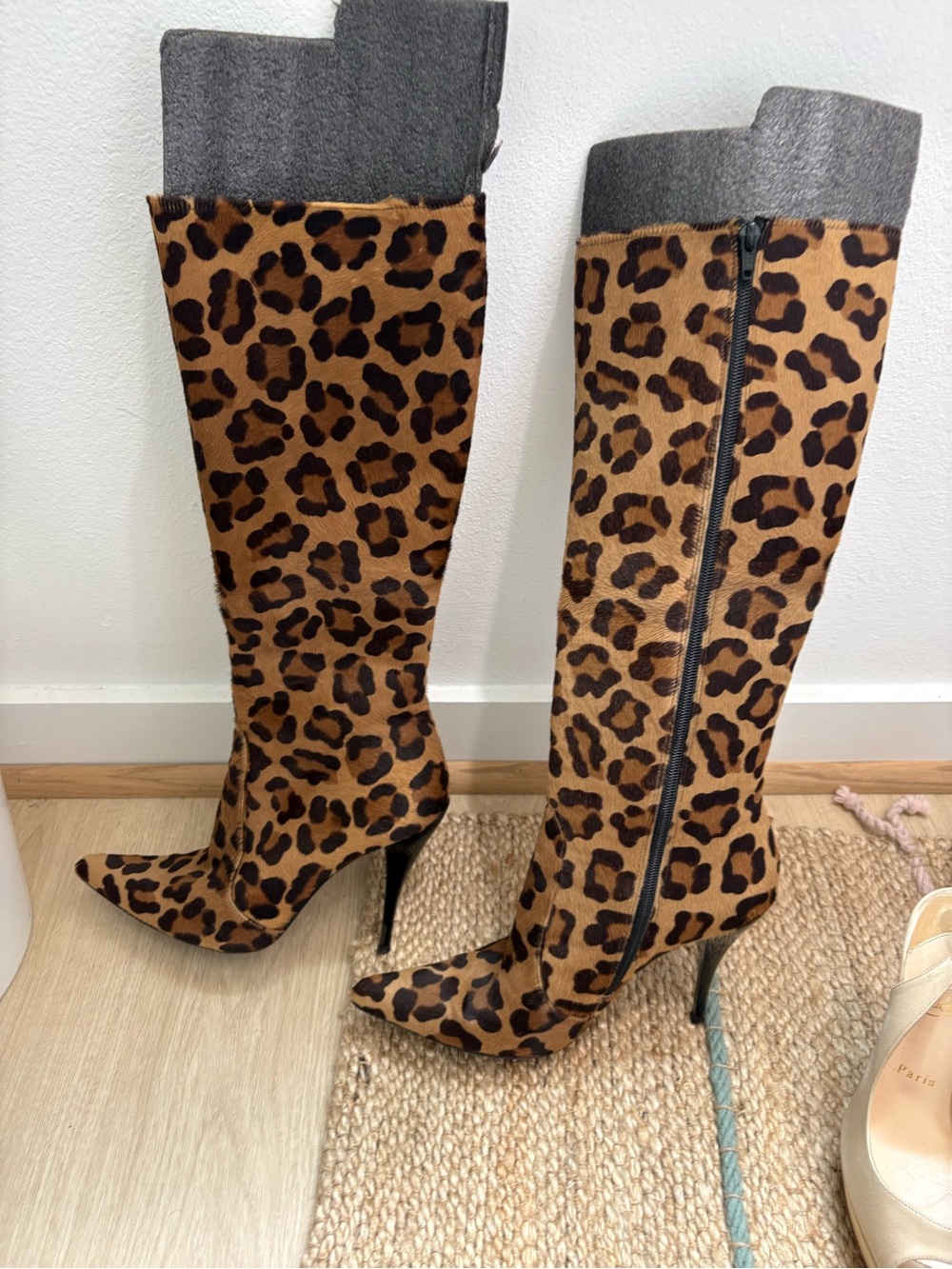 Stuart Weitzman Leopard Print Over-the-Knee Stiletto Boots - Brown & Black
